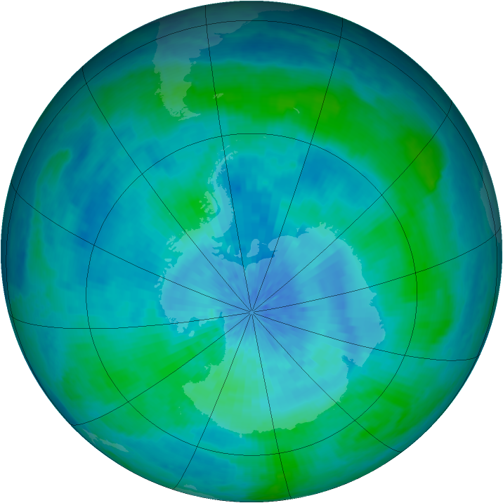 Antarctic ozone map for 10 March 2002